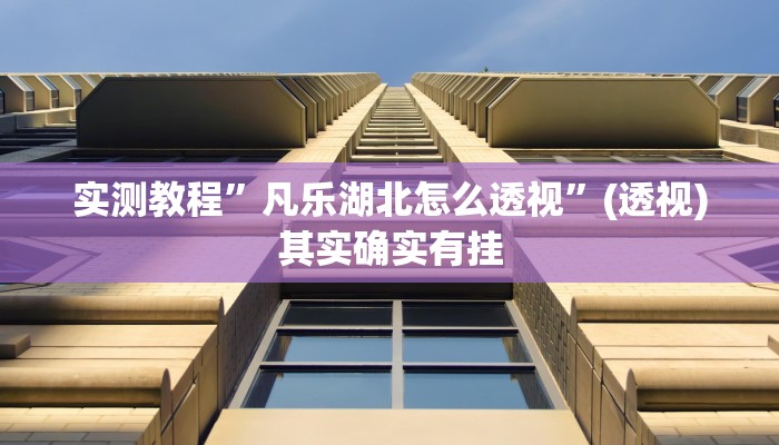 实测教程”凡乐湖北怎么透视”(透视)其实确实有挂