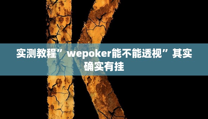 实测教程”wepoker能不能透视”其实确实有挂 实测教程”wepoker能不能透视”其实确实有挂