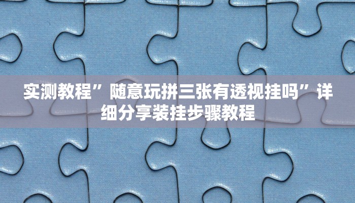 实测教程”随意玩拼三张有透视挂吗”详细分享装挂步骤教程