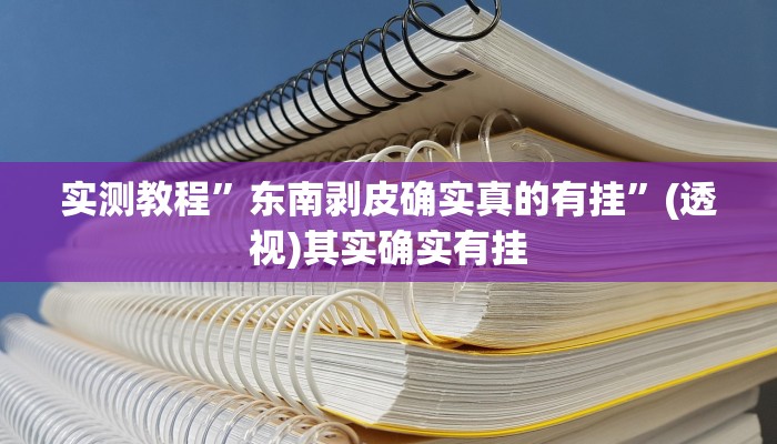 实测教程”东南剥皮确实真的有挂”(透视)其实确实有挂