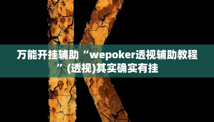 万能开挂辅助“wepoker透视辅助教程”(透视)其实确实有挂