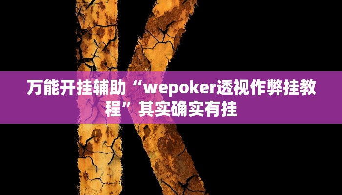 万能开挂辅助“wepoker透视作弊挂教程”其实确实有挂