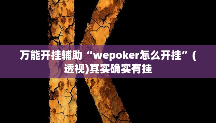 万能开挂辅助“wepoker怎么开挂”(透视)其实确实有挂