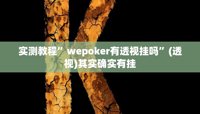 实测教程”wepoker有透视挂吗”(透视)其实确实有挂