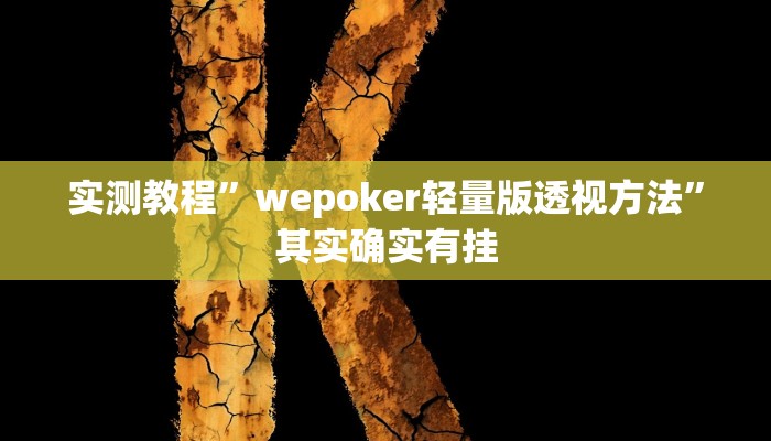 实测教程”wepoker轻量版透视方法”其实确实有挂