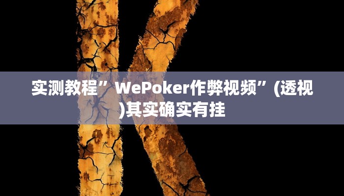 实测教程”WePoker作弊视频”(透视)其实确实有挂